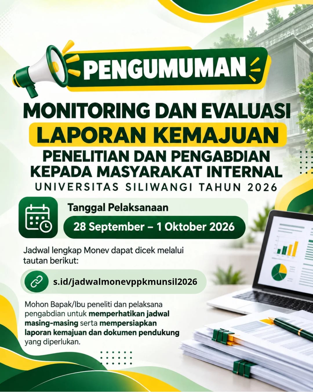 Pengumuman Monev Laporan Kemajuan