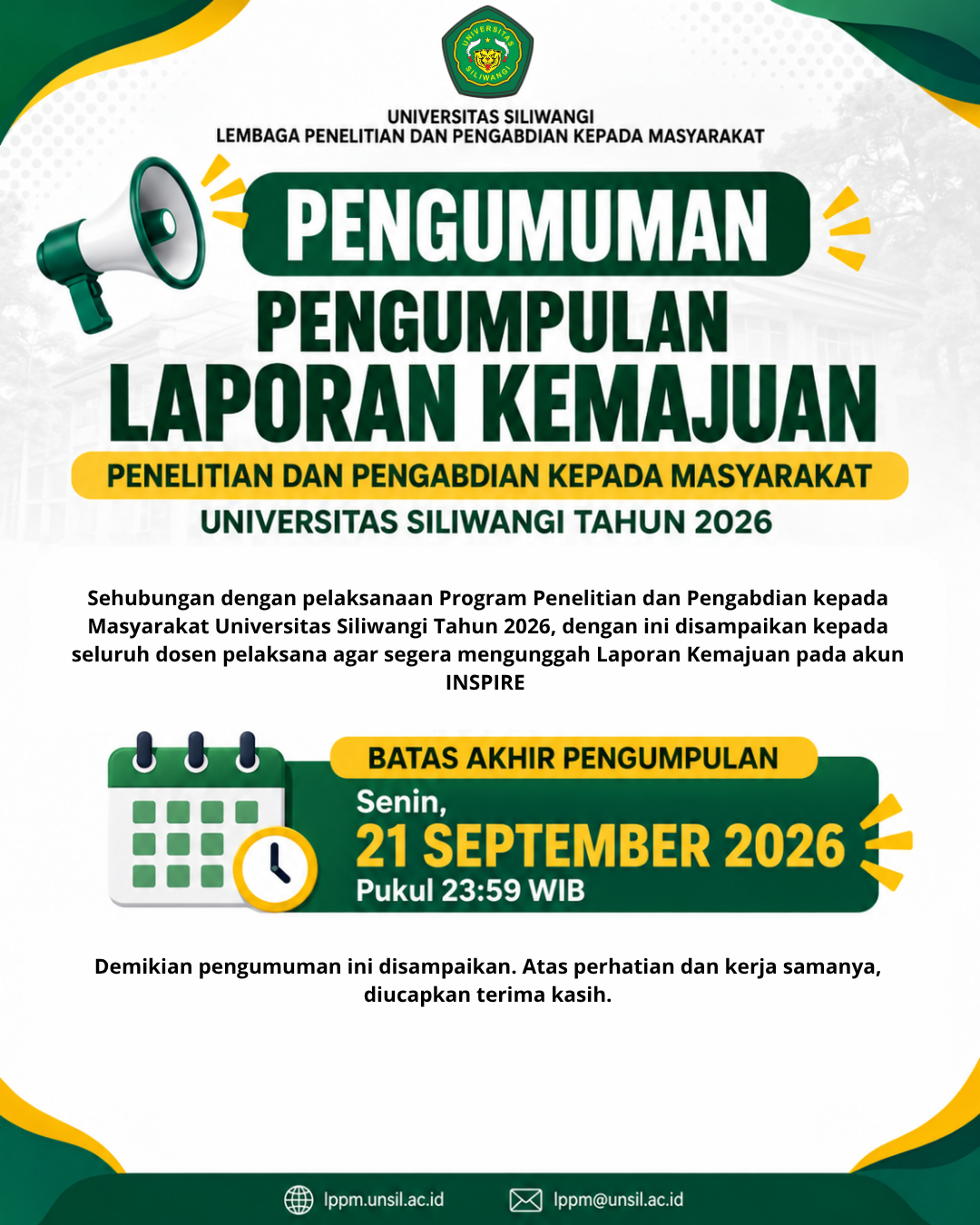 Pengumpulan Laporan Kemajuan Tahun 2026